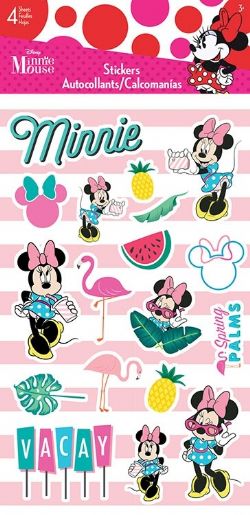 // MINNIE MOUSE TROPICAL -  4 FEUILLES D'AUTOCOLLANTS STANDARDS